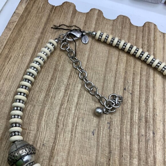 Chico's Abalone Sea Shell Pendant Stone and Beads Necklace - Picture 4 of 6